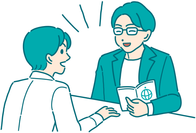 講師にキャリア相談をしているイラスト